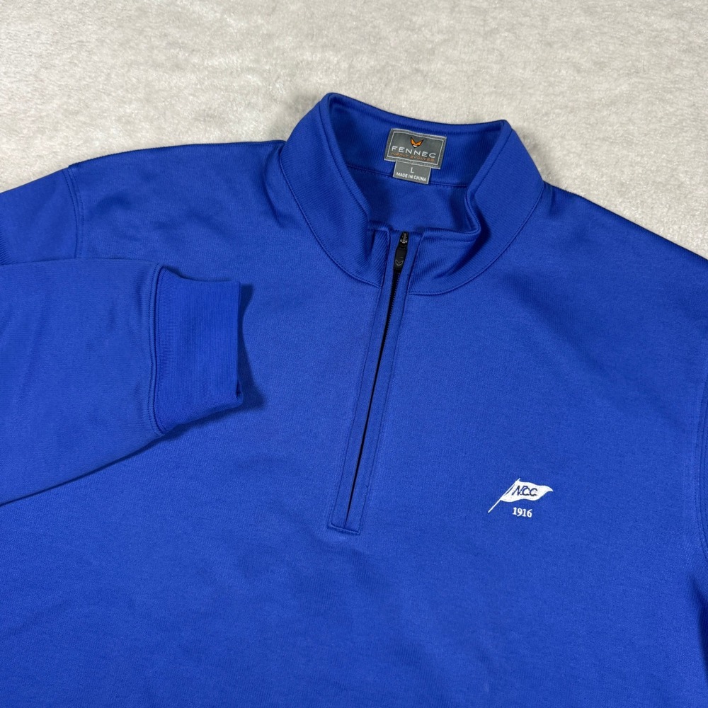 Fennec Pullover Men Large Royal Blue NCC 1916 Quarter Zip Mock Neck Cotton Blend